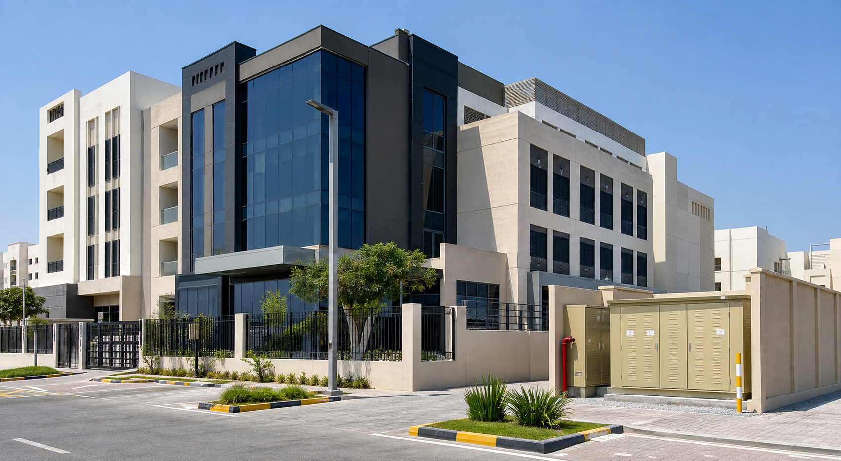 Commercial and residential building exterior for power quality services in Oman